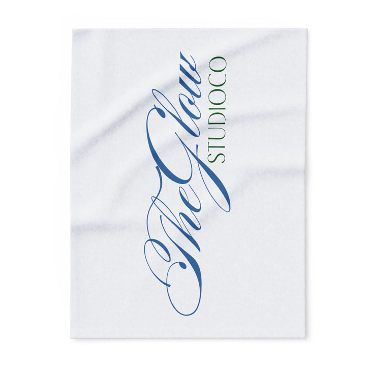 Arctic Fleece Blanket — Elegant "The Glow Studio Co" Script Logo Throw