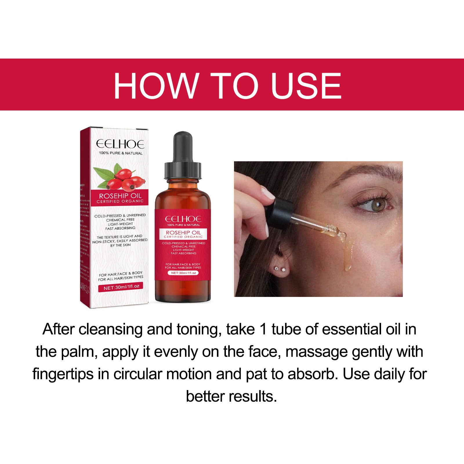 Rose Hip Essential Oil Face Body Hair Care