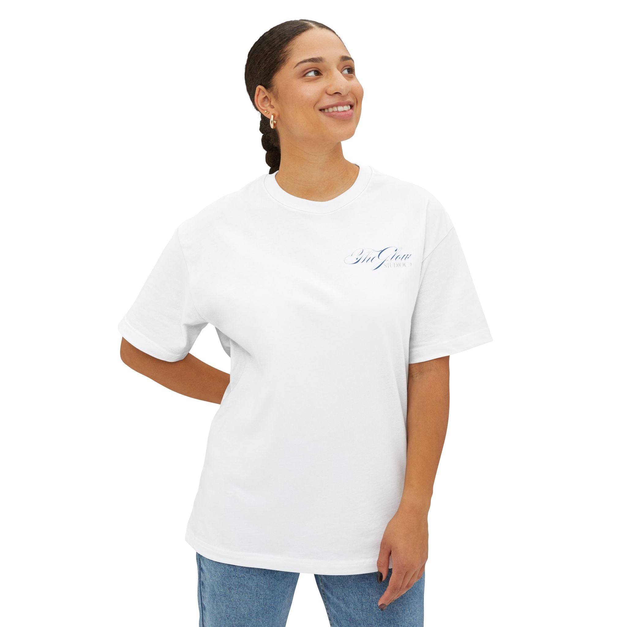 Minimal Script Chest Logo Tee — "Soul Journey" Oversized Boxy T-Shirt