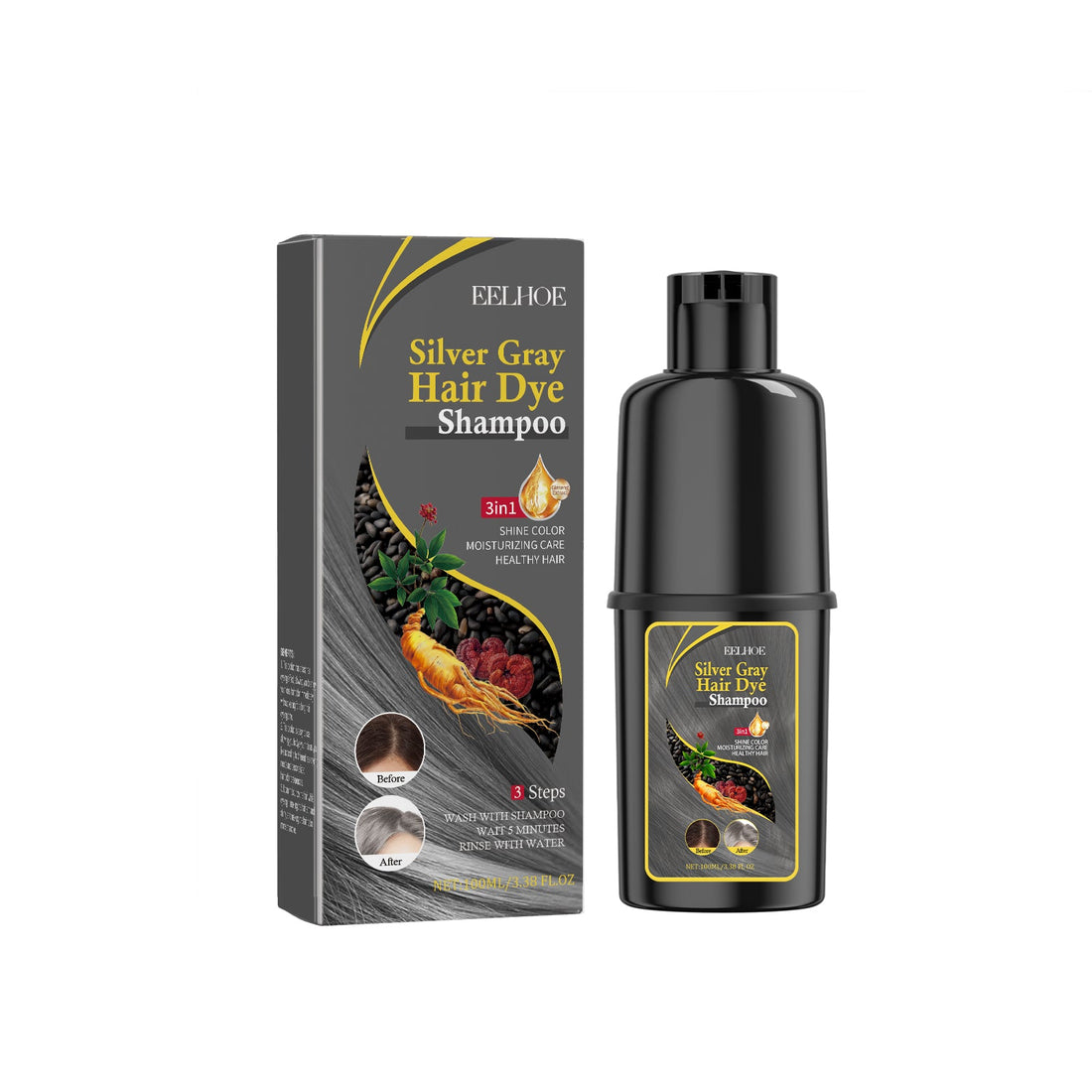 Black Hair Color Shampoo Moisturizing Scalp Care Formula
