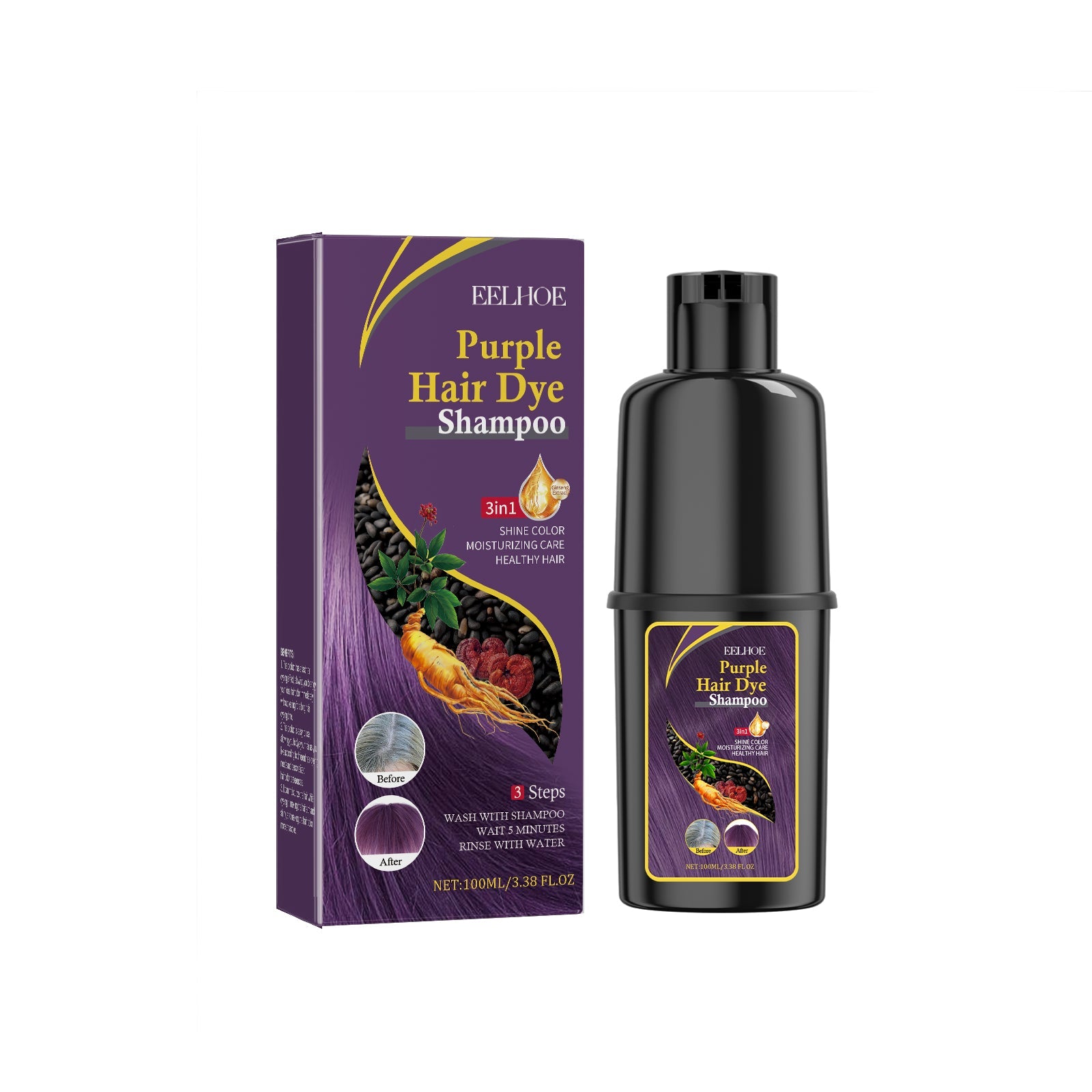 Black Hair Color Shampoo Moisturizing Scalp Care Formula