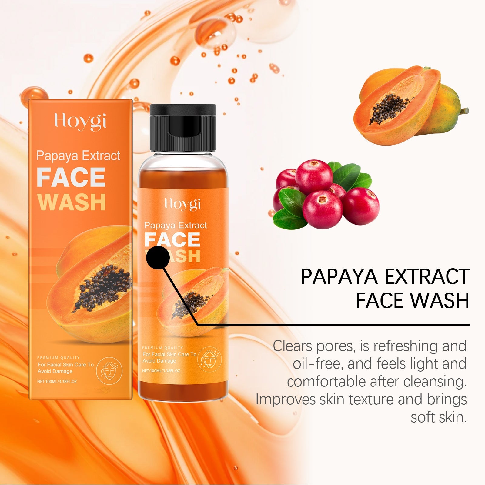 Papaya Hydrating Face Wash Gentle Moisturizing Facial Cleanser