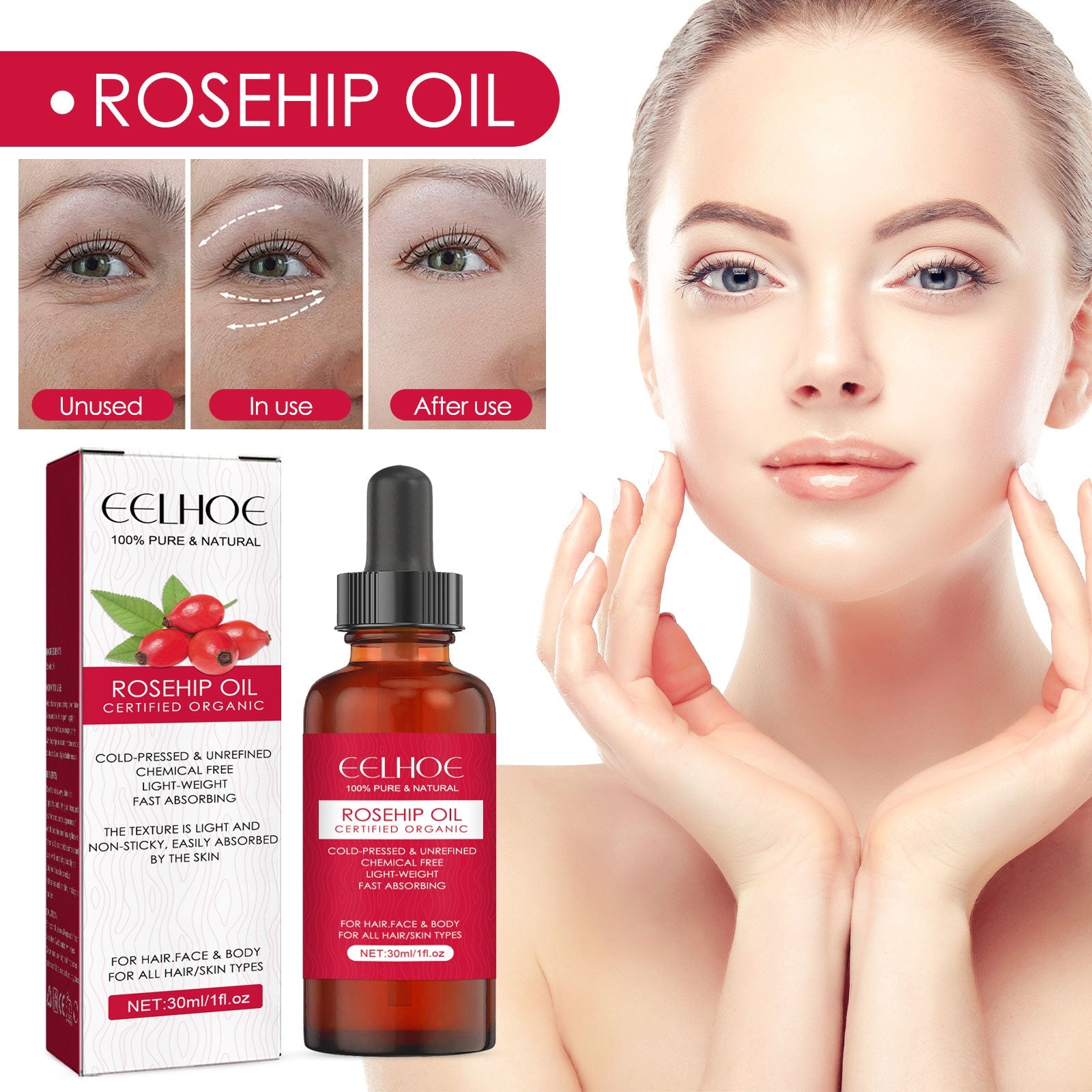 Rose Hip Essential Oil Face Body Hair Care