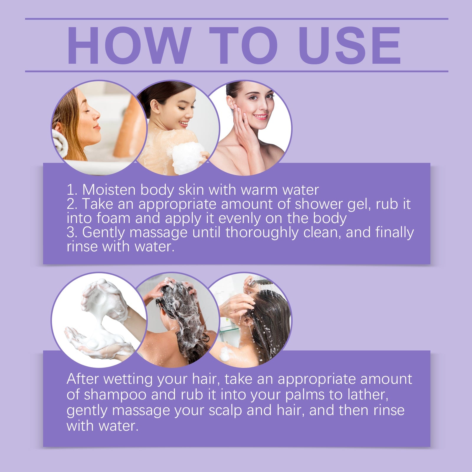 Lavender Shampoo Shower Set Moisturizing Body Scalp Cleanser