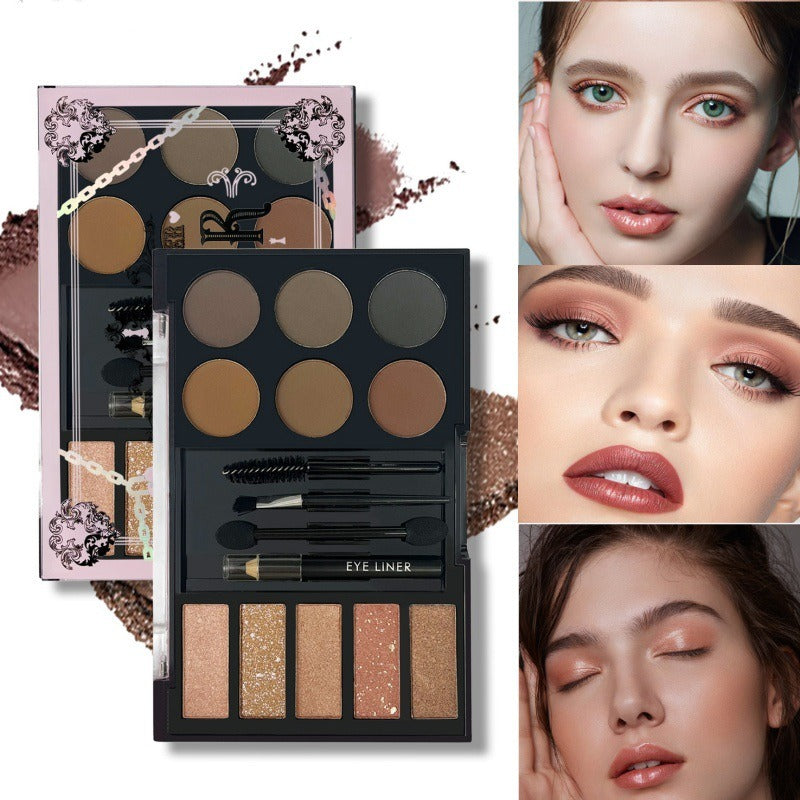 Eyeshadow Eyebrow Powder Cream Makeup Palette With Tools
