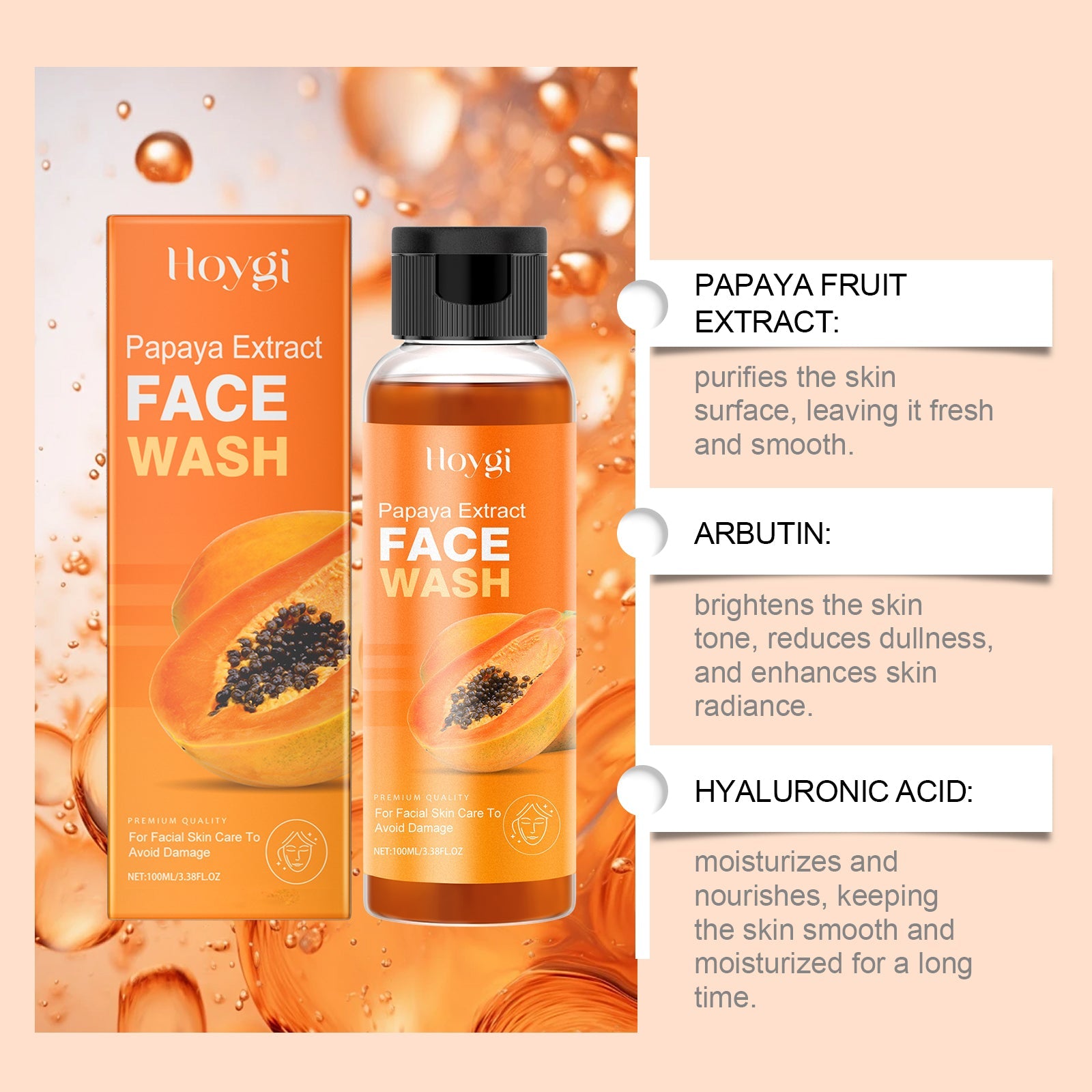 Papaya Hydrating Face Wash Gentle Moisturizing Facial Cleanser
