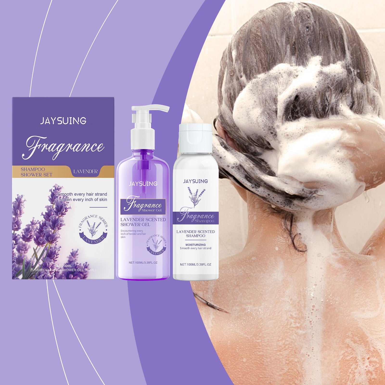 Lavender Shampoo Shower Set Moisturizing Body Scalp Cleanser