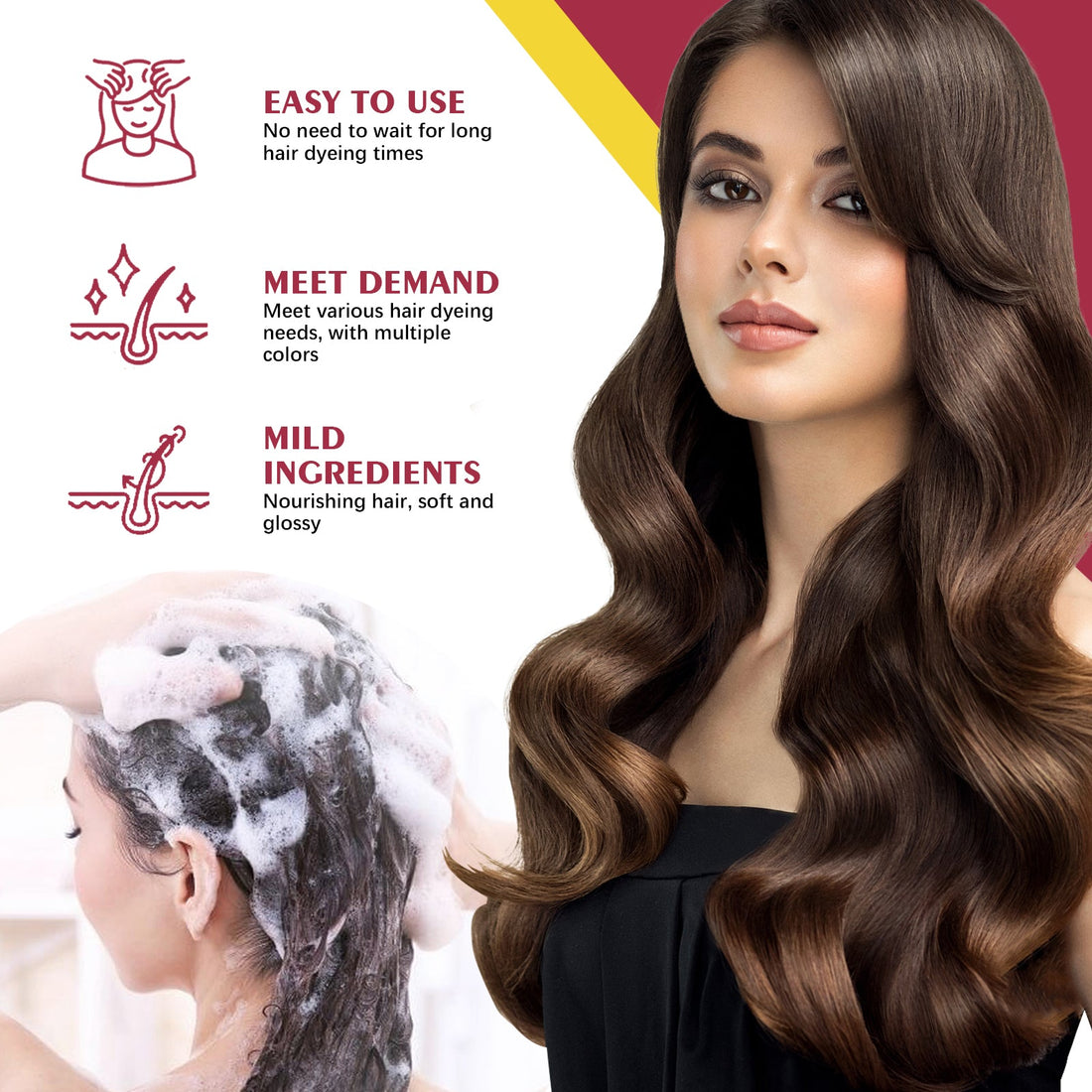 Black Hair Color Shampoo Moisturizing Scalp Care Formula