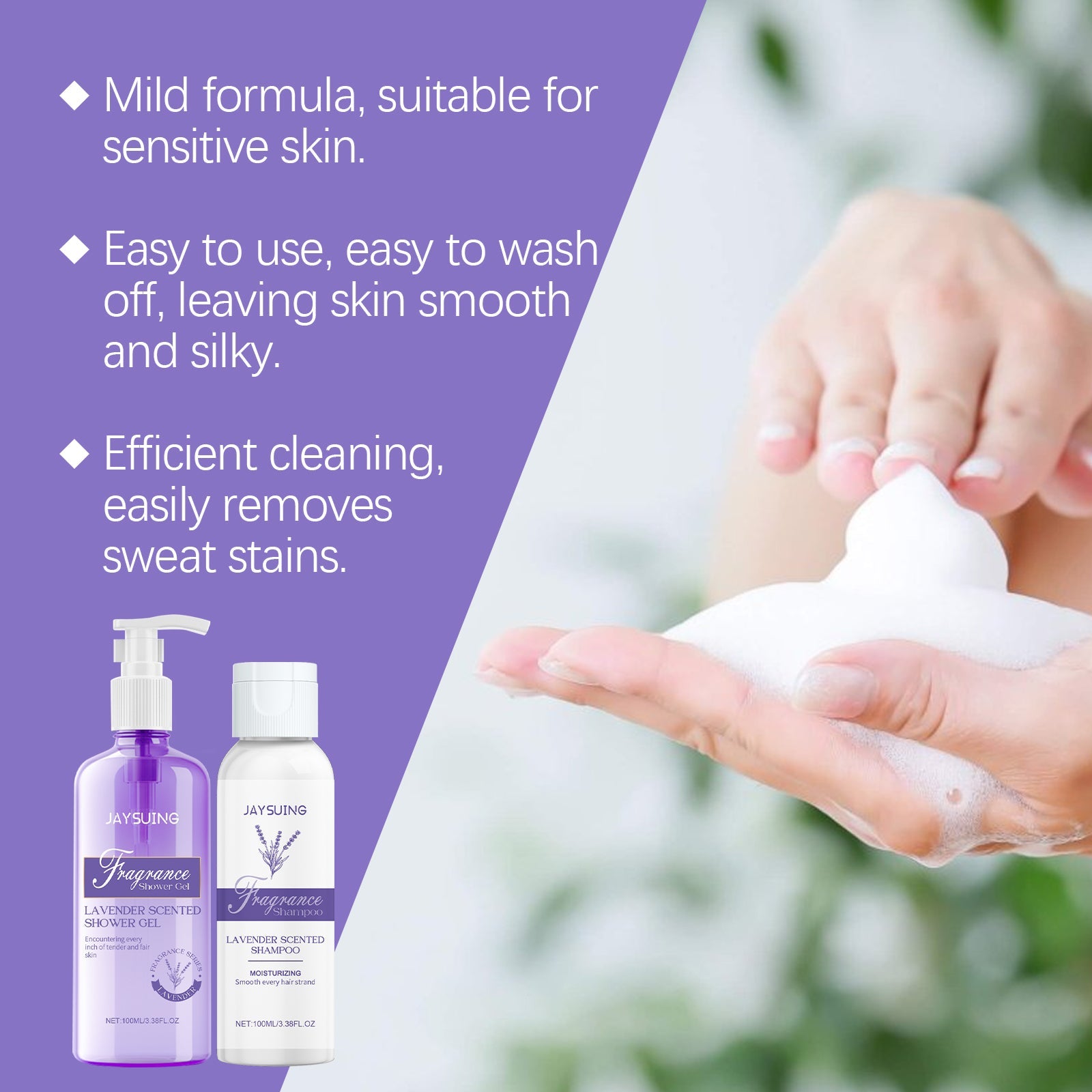 Lavender Shampoo Shower Set Moisturizing Body Scalp Cleanser
