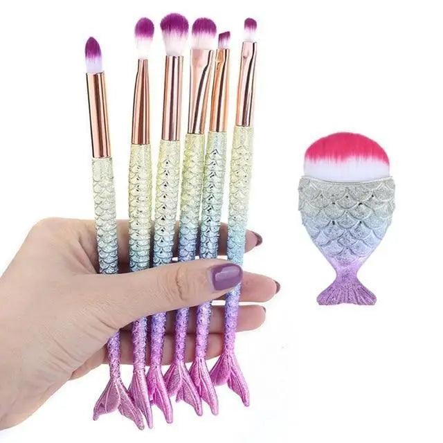 Mermaid Makeup Brushes Kit Foundation Eyeshadow Face Set