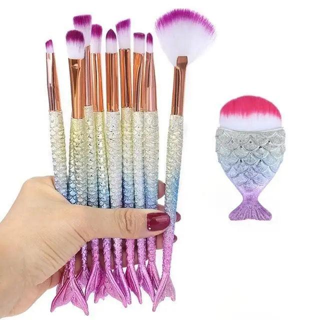 Mermaid Makeup Brushes Kit Foundation Eyeshadow Face Set