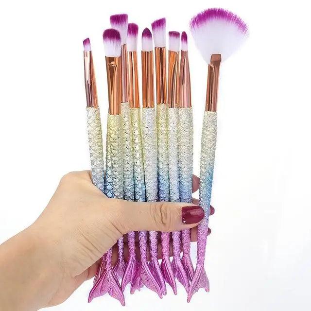 Mermaid Makeup Brushes Kit Foundation Eyeshadow Face Set