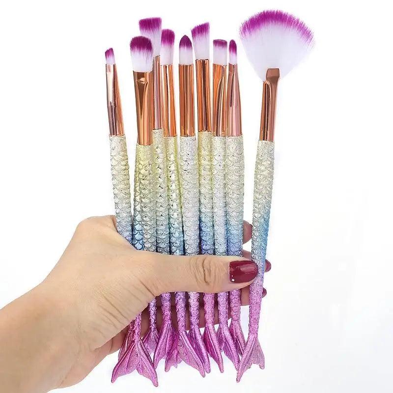 Mermaid Makeup Brushes Kit Foundation Eyeshadow Face Set
