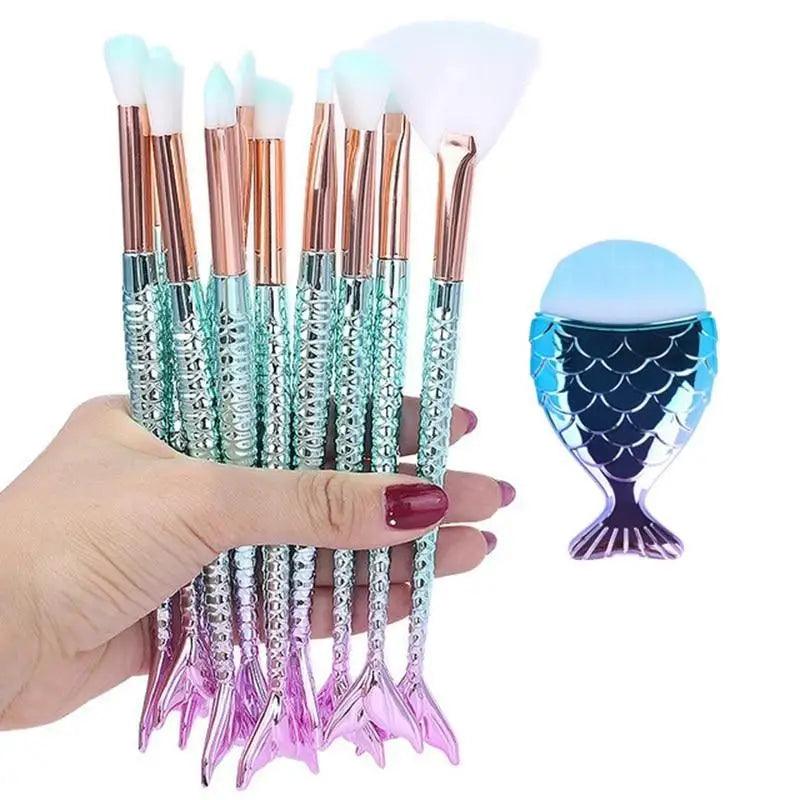 Mermaid Makeup Brushes Kit Foundation Eyeshadow Face Set